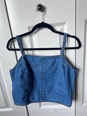 Route 66 vintage Y2K Denim Crop Cami Top - Blue